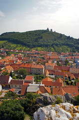 Fototapeta na wymiar Red roofs of Mikulov and the Chapels Hill
