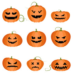 Head Jack, Jack-o-lanterns. Vector set of icons.