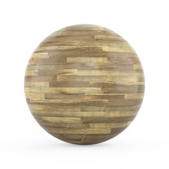 3d wood parquet sphere on white background