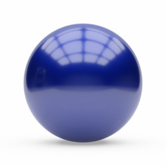 3d blue car paint sphere on white background