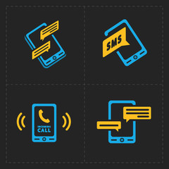 Vector smart phone icons on Black background