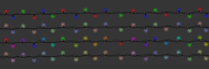 bunte mehrfärbige Lichterketten Banner