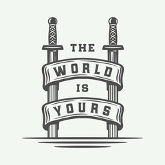 Warrior or fighting typography poster. Graphic Art. Vector Illustration.