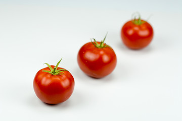 Tomaten in Reihe als High Key