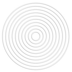 Concentric linear circles cut from paper Neutral round element. White texture. Vector illustration.