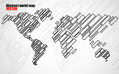 Abstract World map with lines. World stripes map. Vector