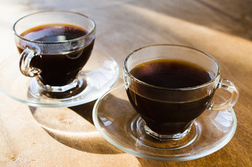 Two cups of coffee. Good morning concept.