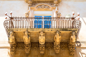 NOTO, ITALY - Detail of Baroque Balcony, 1750