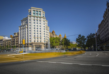 Naklejka premium Fountain on the Passeig de Gracia. Barcelona