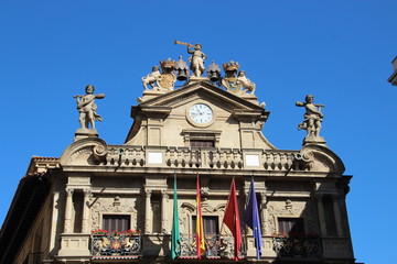 Fototapeta na wymiar City hall Pamplona focus