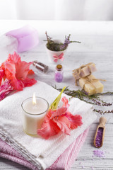 Spa flowers and candles