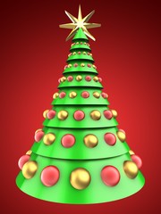 3d light green Christmas tree over red