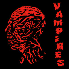 Fototapeta premium The red vampire with veins on the head. Vector illustration.