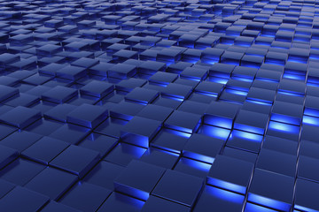Naklejka premium a landscape with many blue cubes
