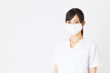 portrait of asian nurse isolated on white background