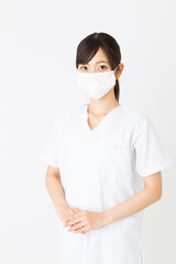 portrait of asian nurse isolated on white background