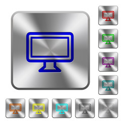 Monitor rounded square steel buttons