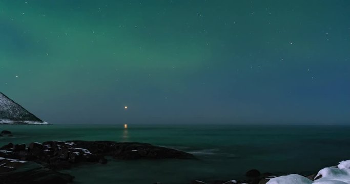 Northern Lights, polar light or Aurora Borealis in the night sky time lapse
