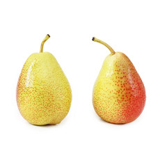 red and yellow pears on a white isolated background