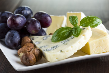 Small plate of cheese and fruit