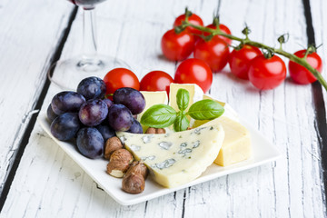 Small plate of cheese and fruit