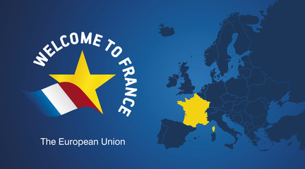 Welcome to France EU map banner logo icon