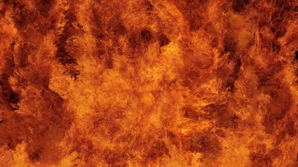 Wall murals Flame Inferno fire wall isolated, hell fire burning up, shooting with high speed camera, intense fuel blazing, perfect for digital composition.