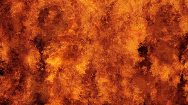Inferno fire wall isolated, hell fire burning up, shooting with high speed camera, intense fuel blazing, perfect for digital composition.