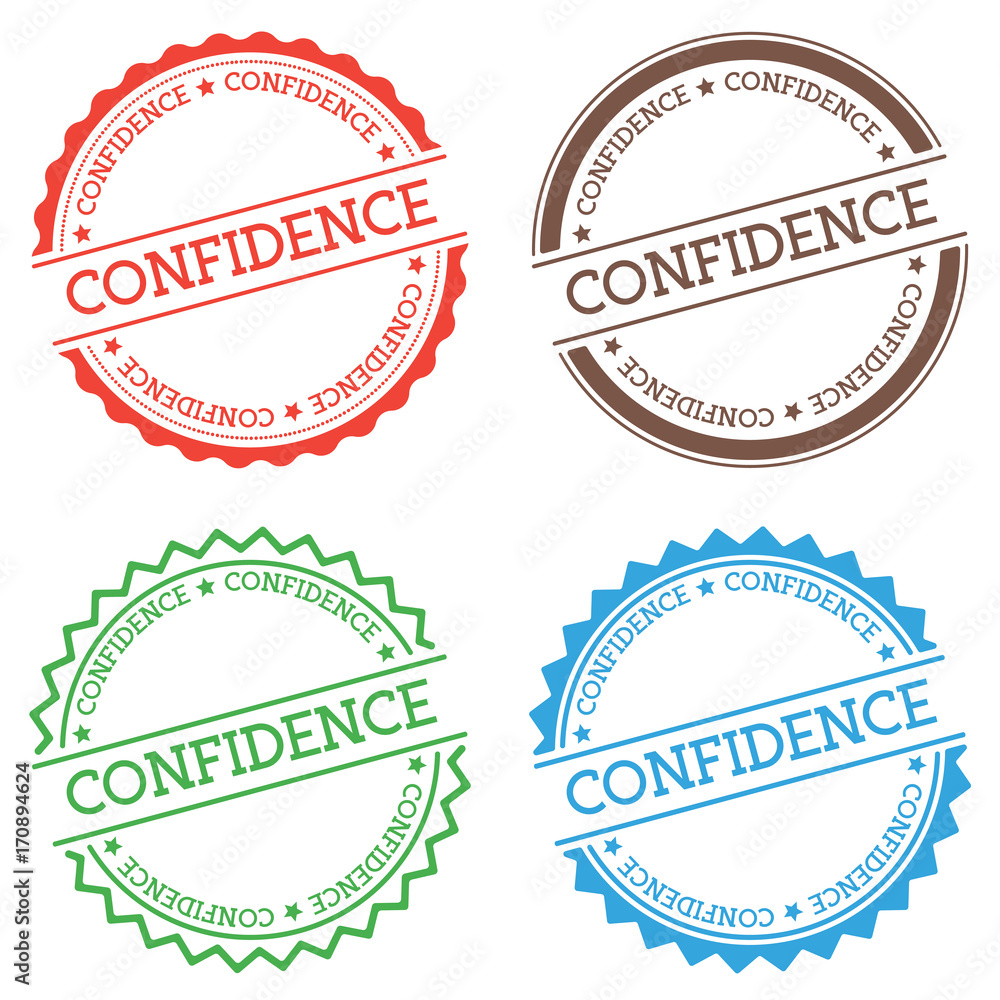 Poster confidence badge isolated on white background. flat style round label with text. circular emblem vec