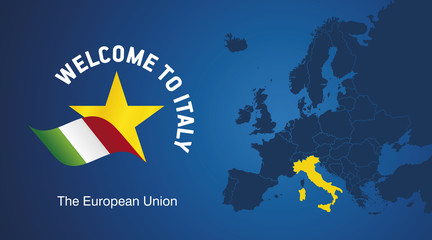 Welcome to Italy EU map banner logo icon