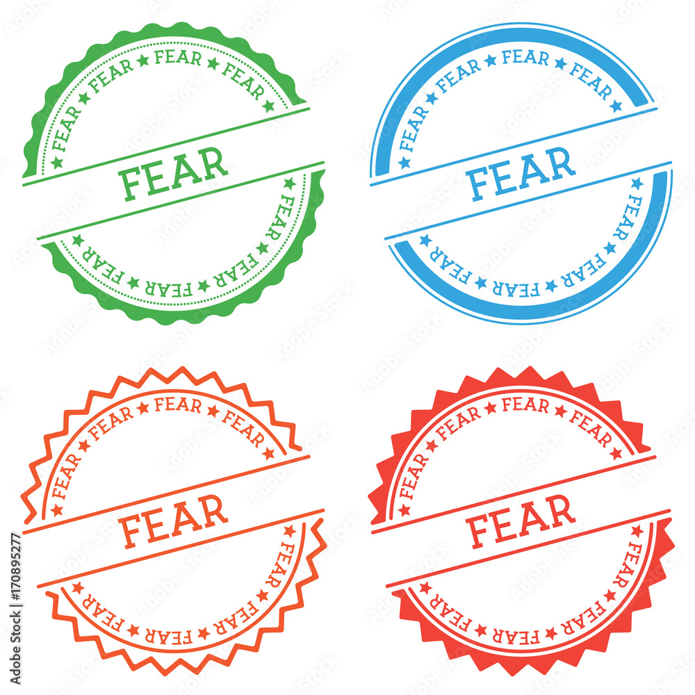 Poster fear badge isolated on white background. flat style round label with text. circular emblem vector il
