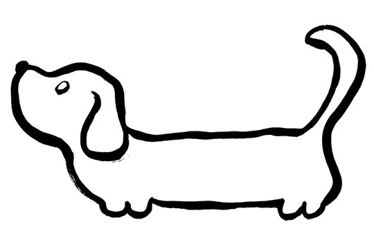 筆絵　「犬イラスト」　年賀状素材