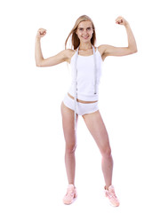 Obraz na płótnie Canvas Fitness. Portrait full length of young woman