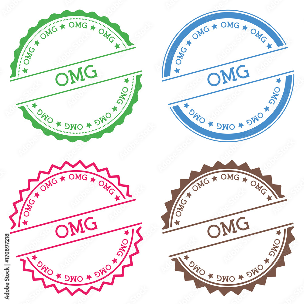 Poster omg badge isolated on white background. flat style round label with text. circular emblem vector ill