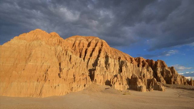 Eroded rock formations in Cathedral Gorge State Park in eastern Nevada, pan