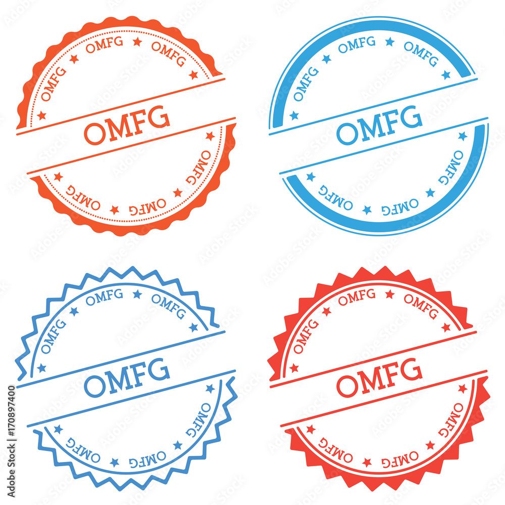 Poster omfg badge isolated on white background. flat style round label with text. circular emblem vector il
