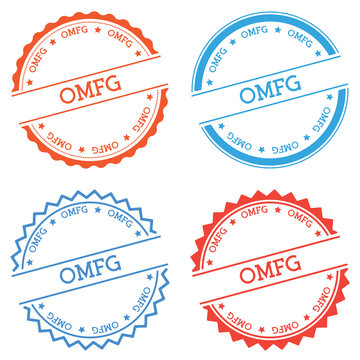 OMFG badge isolated on white background. Flat style round label with text. Circular emblem vector illustration.
