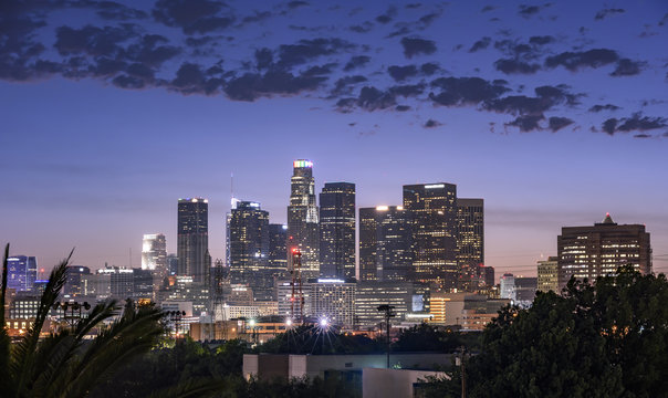 Los Angeles, California, USA downtown cityscape at night
