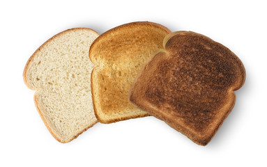 Set of slices toast bread isolated on white