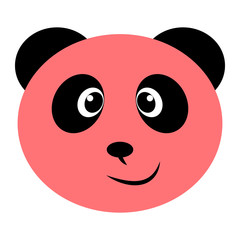 Pink and black smiling panda cartoon isolated on a white background - Eps10 vector graphics and illustration