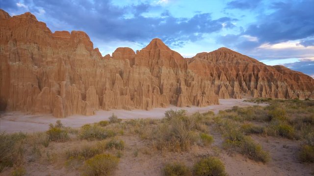 Eroded hoodoo formations in Cathedral Gorge State Park in eastern Nevada, pan