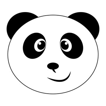 Black and white smiling panda cartoon isolated on a white background - Eps10 vector graphics and illustration