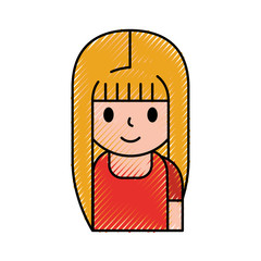 cartoon girl female avatar character web icon vector illustration