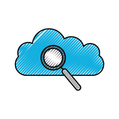 magnifier search cloud system information icon vector illustration