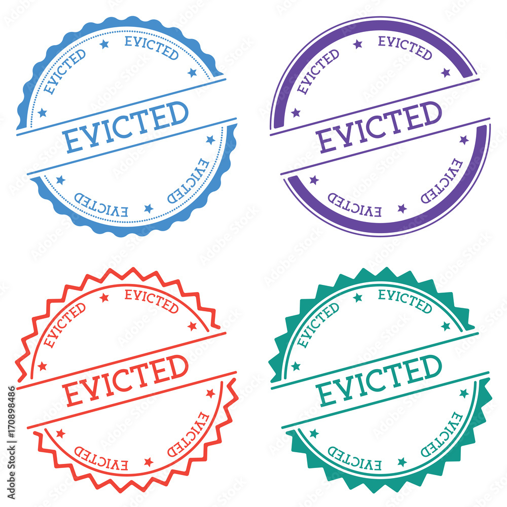 Poster evicted badge isolated on white background. flat style round label with text. circular emblem vector