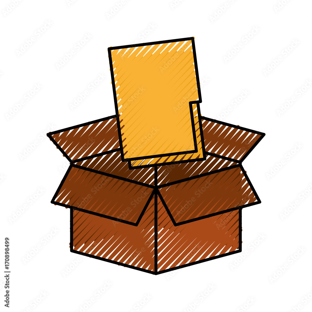 Poster cardboard box folder file document storage concept vector illustration