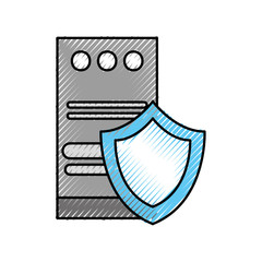 tower computer storage shield protection device vector illustration