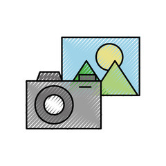 photo camera picture application social media vector illustration