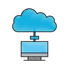 cloud computing concept laptop computer application data server vector illustration