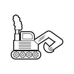 excavator digger truck construction machine icon vector illustration